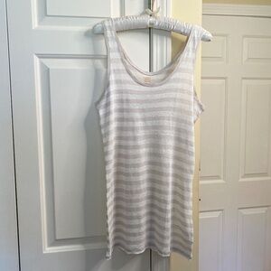 Majestic Tank Top, Small, White & Taupe